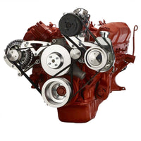 CVF Racing polished BEAST 8 rib serpentine conversion kit with alternator, power steering and A/C for Chrysler big block 383, 400, 426 and 440, 440-SERPENTINE-AC
