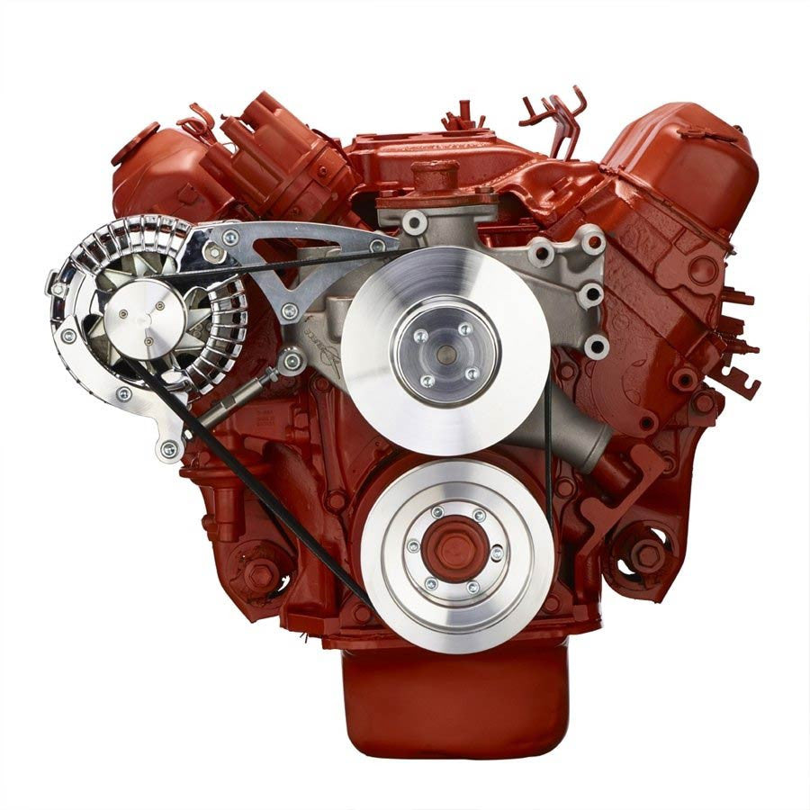 CVF Racing polished BEAST 8 rib serpentine conversion kit, alternator only, for Chrysler big block 383, 400, 426 and 440, 440-SERPENTINE-ALT