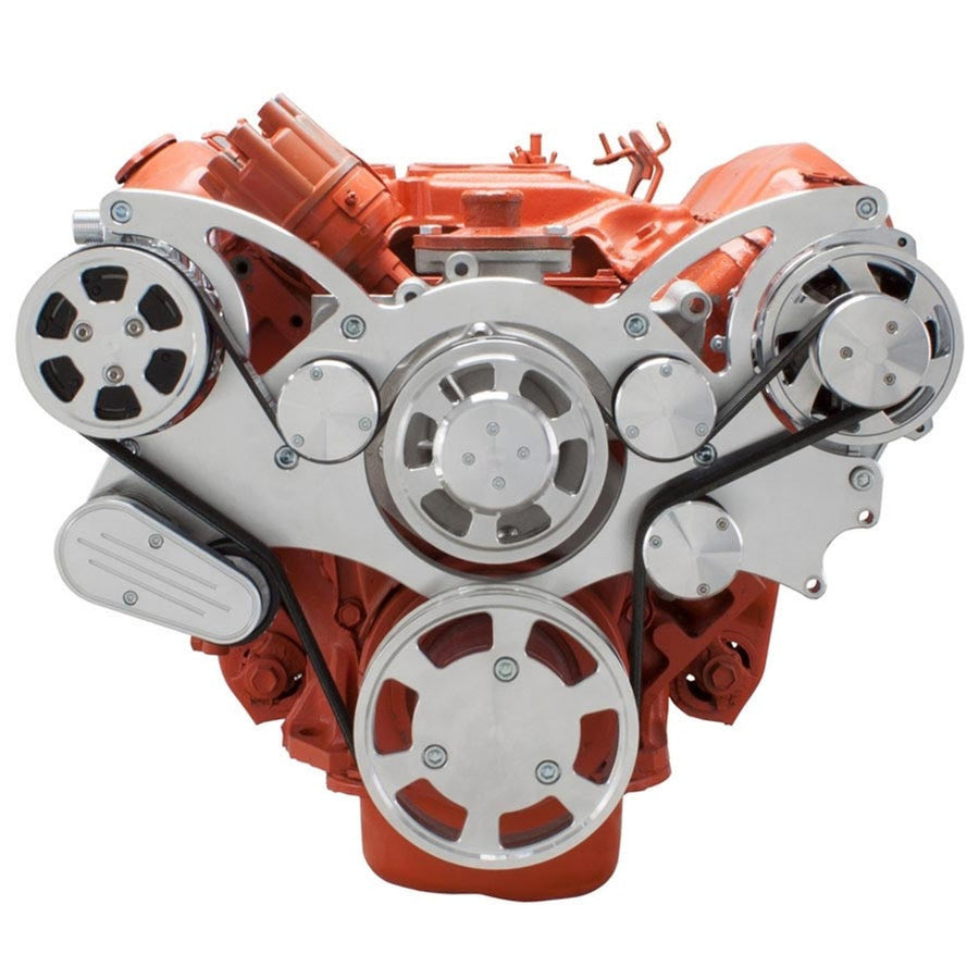CVF Racing polished WRAPTOR all inclusive 8 rib serpentine system for Chrysler big block 383, 400, 426 and 440 engines, 440-WRAPTOR
