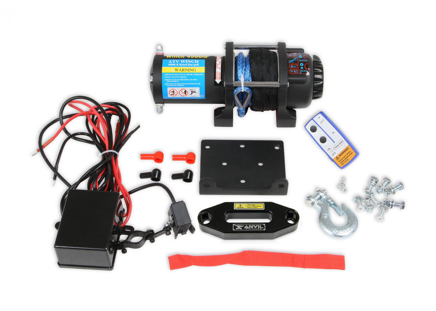 4,500 Lb 12 Volt Winch w/ Synthetic Rope and Aluminum Fairlead Anvil Off-Road