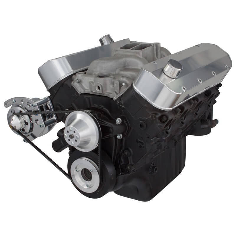 CVF Racing BBC V-Belt Alternator System, Short Water Pump in Polished, part number 454-ALT-SYSTEM-C-SWP