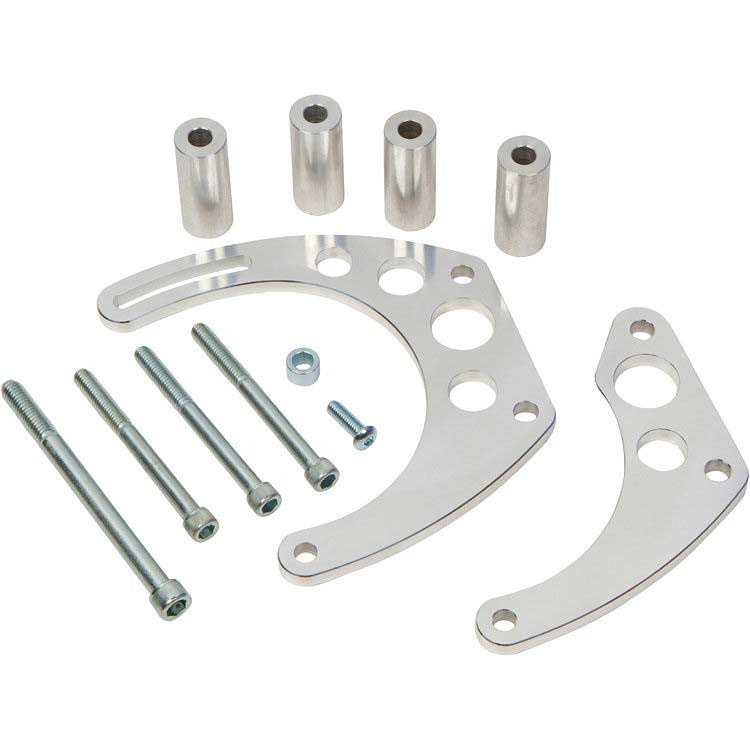 CVF Racing BBC V-Belt Alternator Bracket, SWP or EWP in Polished, part number 454-ALTBRKT-HP-SWP