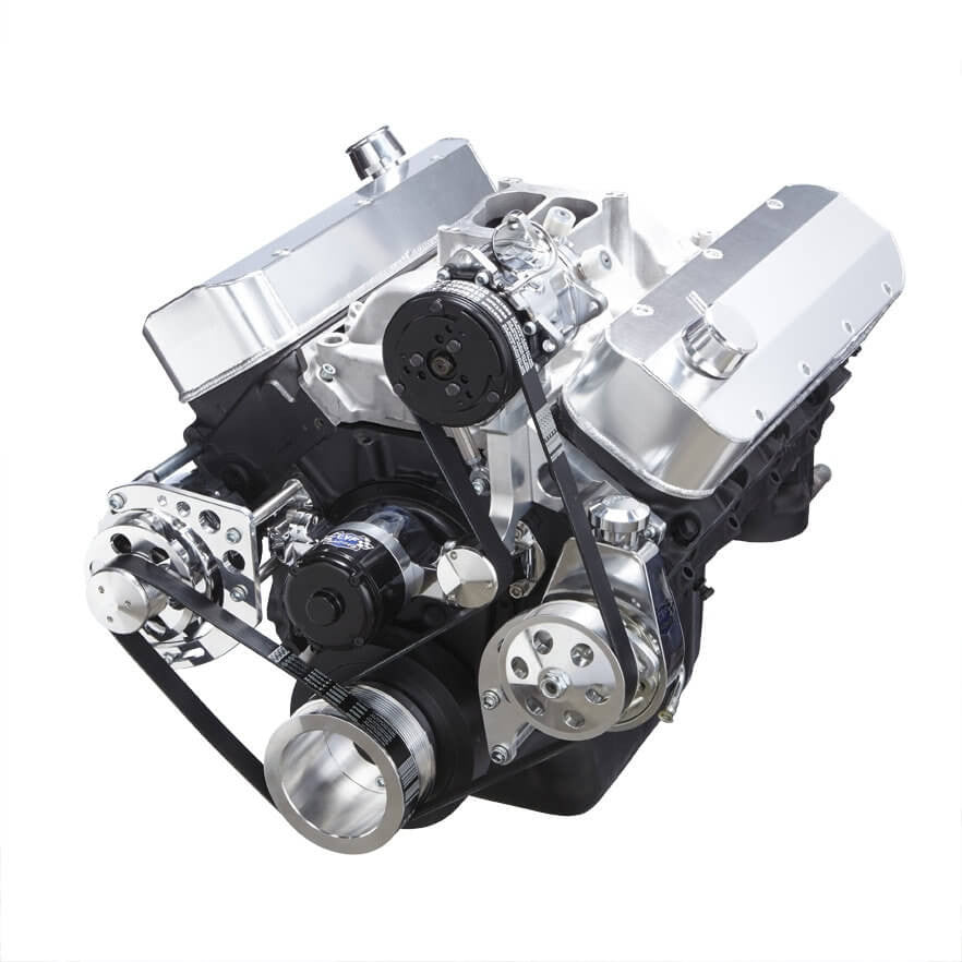 CVF Racing Gen VI AC/PS/Alt Serpentine Kit, EWP in Polished, part number 454-SERPENTINE-AC-C-G6-EWP