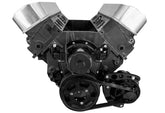 CVF Racing BBC Low Driver Side Alt Serpentine Kit, EWP in Stealth Black, part number B-454-SERPENTINE-ALT-LD-EWP