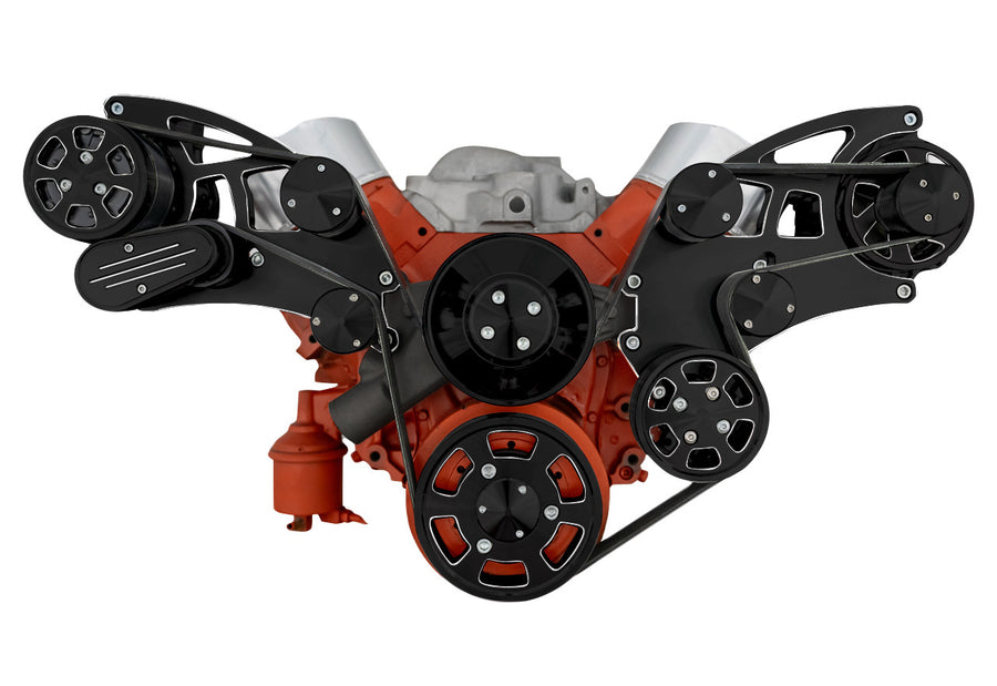 CVF Racing Black Diamond Wraptor wide mount serpentine system for Big Block Chevy 396, 427 or 454, BD-454W-WRAPTOR