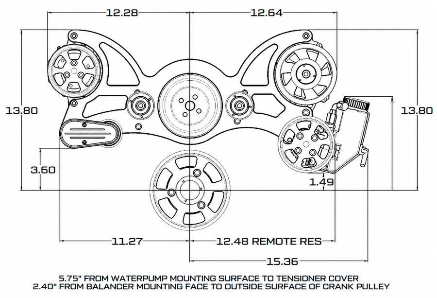 CVF Racing stealth black WRAPTOR all inclusive serpentine system for Ford 429 and 460 big block, B-460-WRAPTOR
