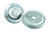 Chrome Pulley Set Two Groove Upper & Lower Pulleys Fits 1955-1968 Chevrolet 265-350 Gen I Small Block with Short Water Pump Mr Gasket