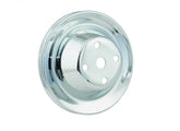 Water Pump Pulley Chrome Single Groove Fits 1969-1985 Small Block Chevrolet with Long Water Pump Mr Gasket