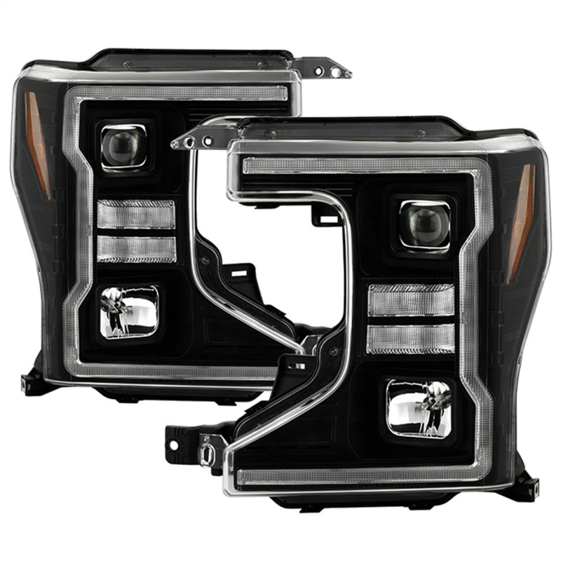 Spyder Signature 20-22 Ford F250/F350 (Halogen) Proj. Headlights - Black (PRO-YD-FS20HALSI-SEQ-BK)