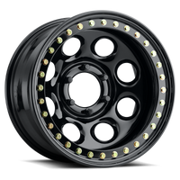 Raceline RT81 Rock 8 17x9.5in/5x139.7 BP/-44mm Offset/107.95mm Bore - Gloss Black Beadlock Wheel