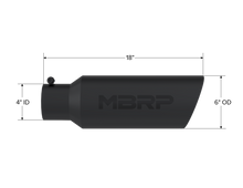 Load image into Gallery viewer, MBRP Universal Tip 6in OD Rolled End 4in Inlet 18in L Black Coated Exhaust Tip