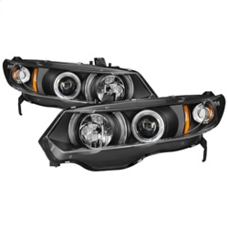 Spyder Honda Civic 06-08 2Dr Projector Headlights LED Halo Black High H1 Low H1 PRO-YD-HC06-2D-HL-BK