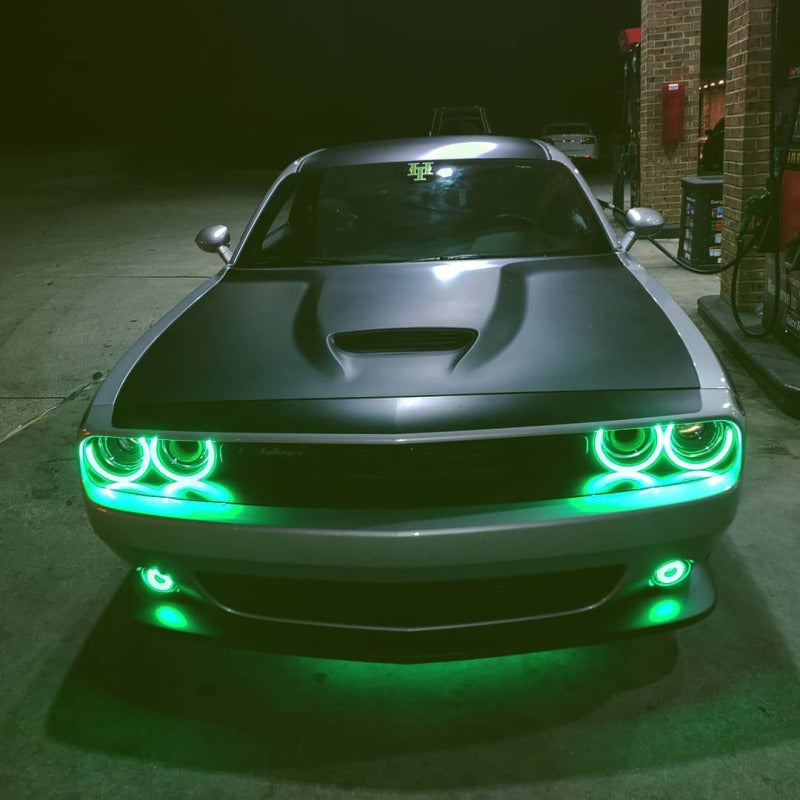 Oracle 15-21 Dodge Challenger Waterproof LED Fog Light Halo Kit - ColorSHIFT SEE WARRANTY