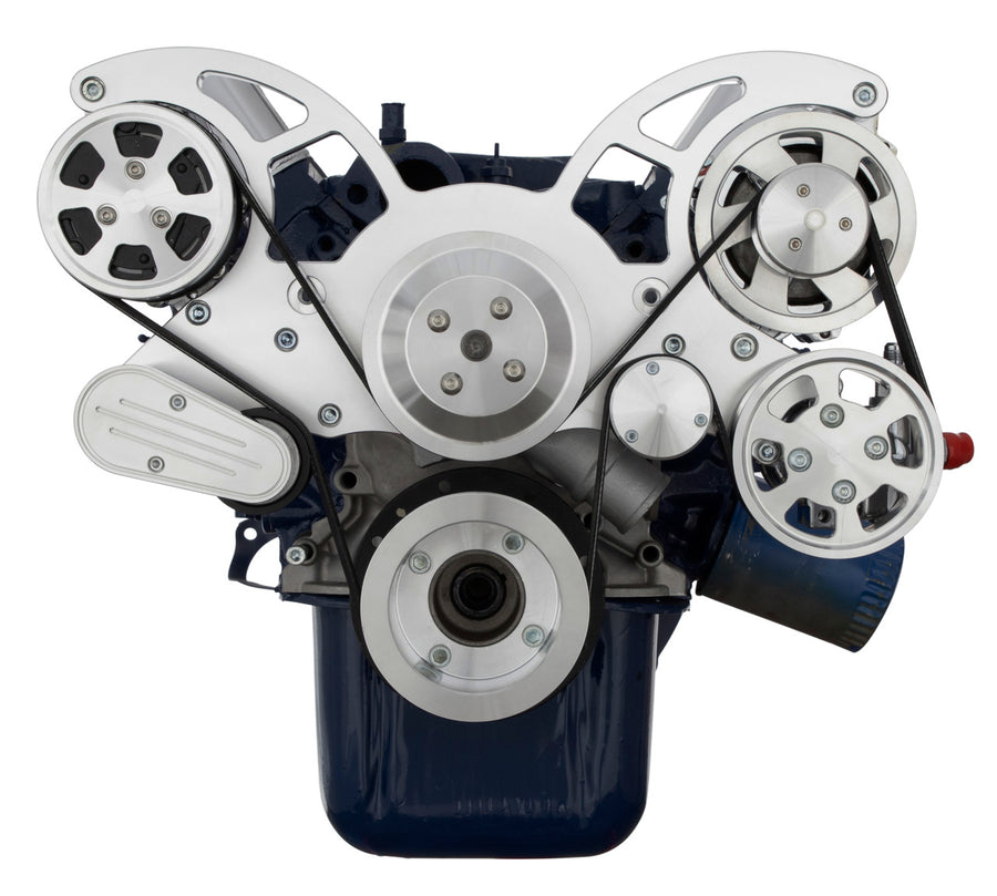CVF Racing polished or C3 Wraptor all-inclusive 8-rib serpentine system for Ford 5.0L and 5.8L, 5.0L-WRAPTOR