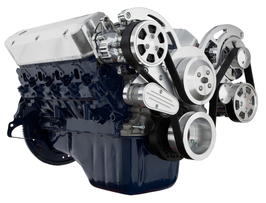 CVF Racing polished or C3 Wraptor all-inclusive 8-rib serpentine system for Ford 5.0L and 5.8L, 5.0L-WRAPTOR