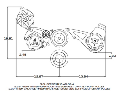 CVF Racing Stealth Black BEAST 8-rib serpentine conversion kit with alternator and power steering for Ford 5.8L, B-5.8L-SERPENTINE-PS-BP