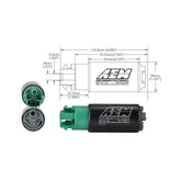 340LPH E85-Compatible High Flow In-Tank Fuel Pump 65mm Body w/Hooks Offset Inlet/340LPH at40psi/Not application specific AEM Electronics