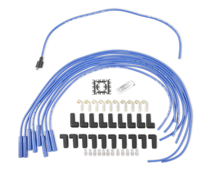 Spark Plug Wire Set 8MM Universal Blue Wire With Blue Straight Boots 5040B 8MM Super Stock Spark Plug Wires Feature A Spiral Core And Blue Silicone Jacket ACCEL