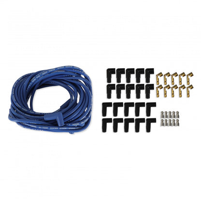 Spark Plug Wire Set 8MM Universal Blue Wire With Blue 90 Deg Boots 5041B, Spark Plug Wires, Super Stock, Spiral Core, 8Mm, Blue, Set ACCEL