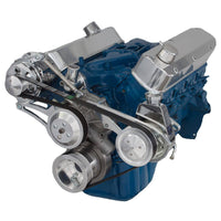 CVF Racing polished BEAST 8-rib serpentine conversion kit with alternator and power steering for Ford 5.0L and 5.8L, 5.0L-SERPENTINE-PS