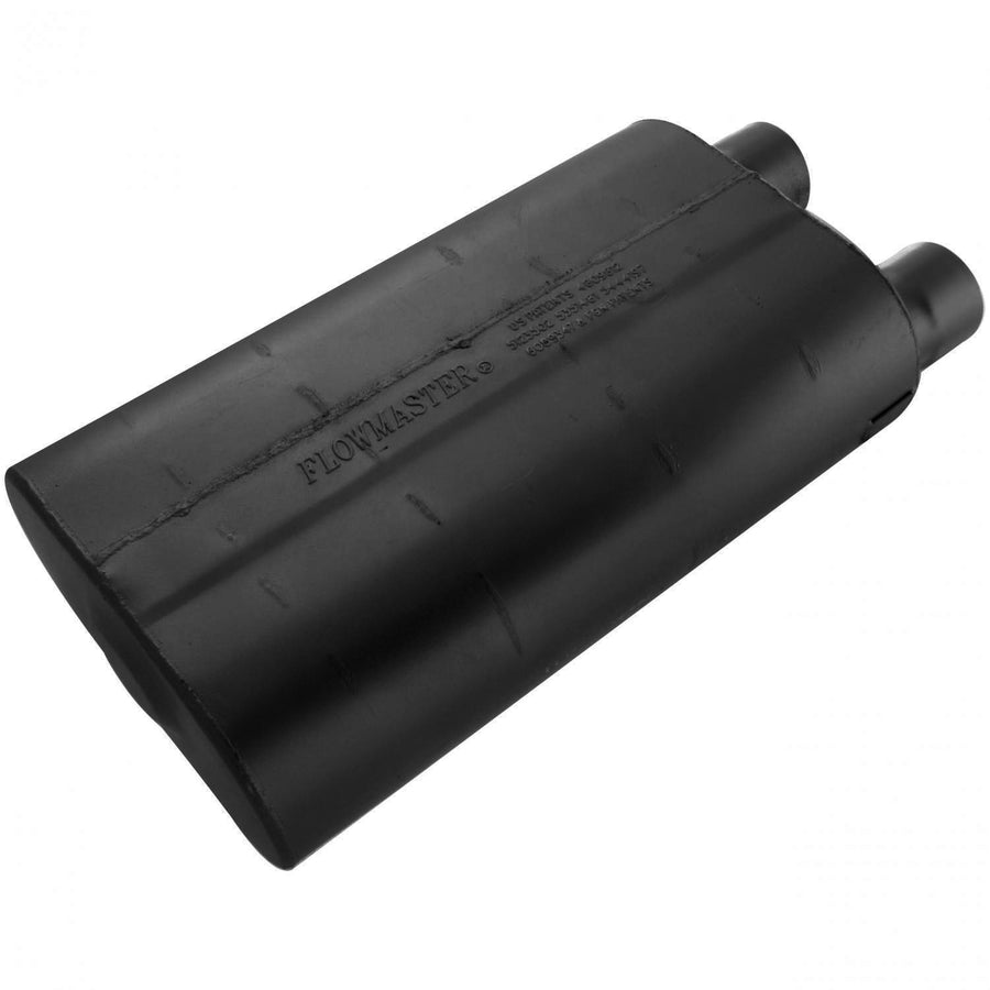 80 Series Chambered Muffler 80 Series Crossflow 2.50 Offset In 2.50 Same Side Out Aggressive Sound Flowmaster