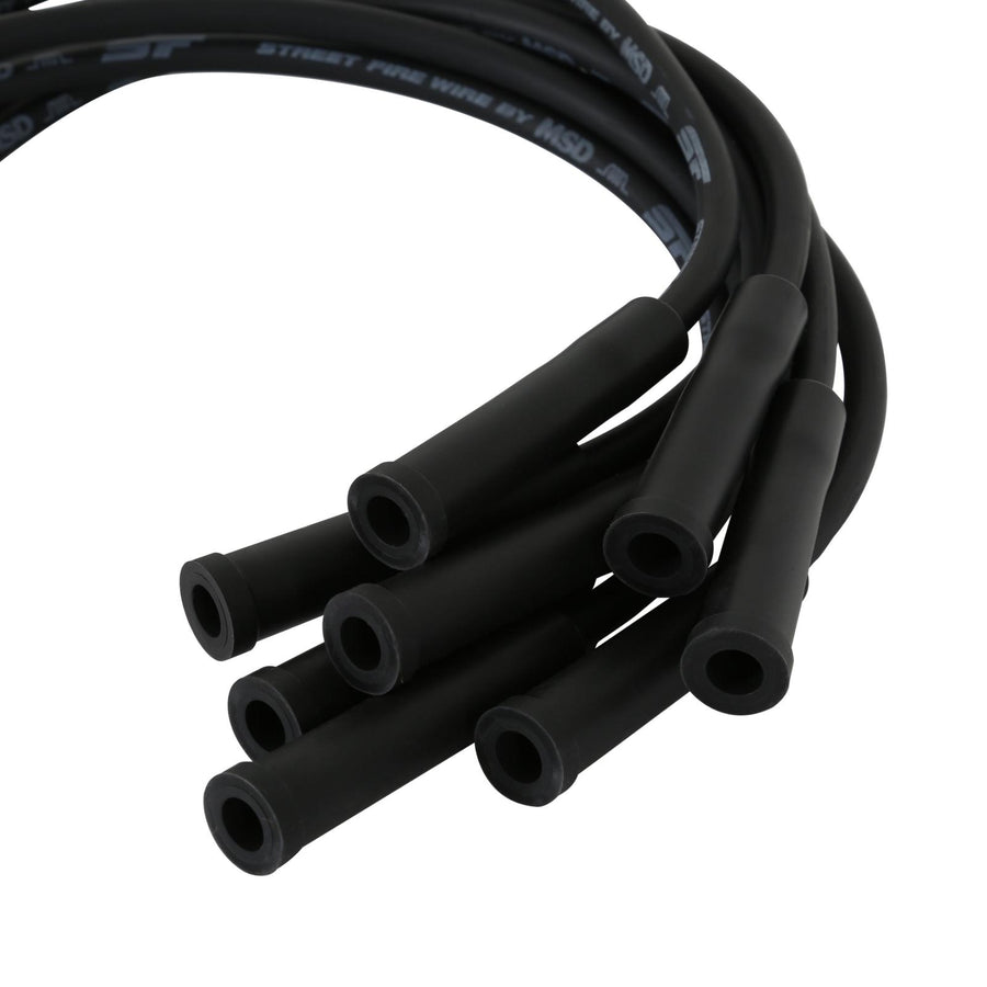 Street-Fire Wire Set Ford 351C-460, Socket The Terminals Are Covered In Black Boots That Protect The Conductor From Engine Heat To Ensure Spark Delivery MSD Ignition
