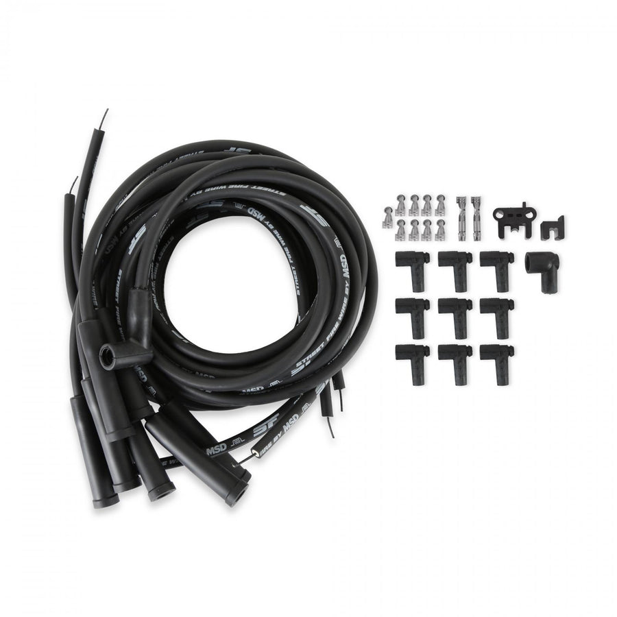 Street-Fire Wire Set Multi-Angl Plug, Hei, Univ The Terminals Are Covered In Black Boots That Protect The Conductor From Engine Heat To Ensure Spark Delivery MSD Ignition