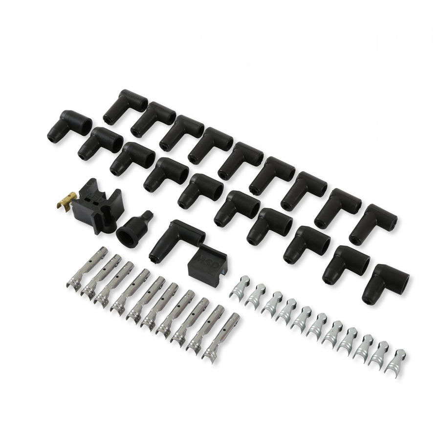 Street-Fire Wire Set 8 Cyl 90 Degree, Sock/ Hei, Univ The Terminals Are Covered In Black Boots That Protect The Conductor From Engine Heat To Ensure Spark Delivery MSD Ignition