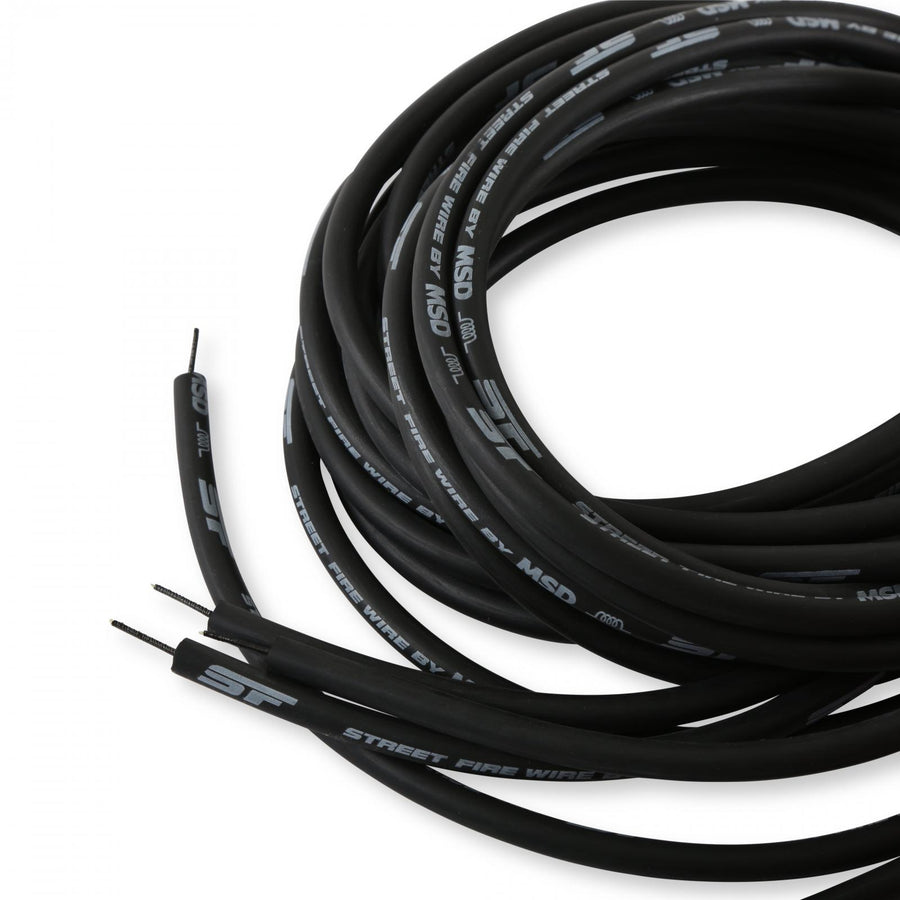 Street-Fire Wire Set 8 Cyl 90 Degree, Sock/ Hei, Univ The Terminals Are Covered In Black Boots That Protect The Conductor From Engine Heat To Ensure Spark Delivery MSD Ignition