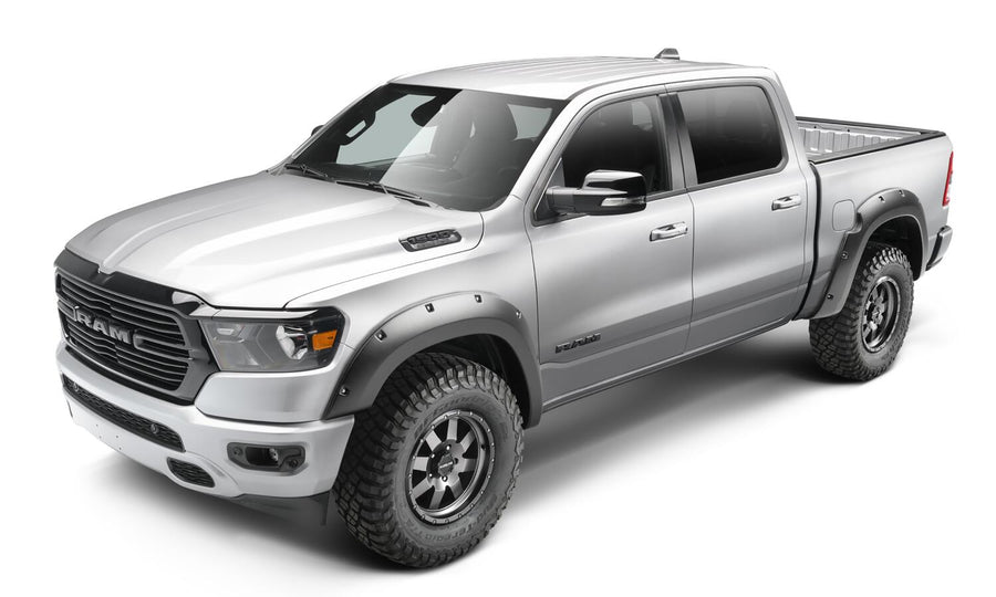 Black Forge Pocket/Rivet Textured Finish 4-Pc Fender Flare Set For 19-22 Ram 1500 Will Not Fit Rebel And Trx Models Bushwacker