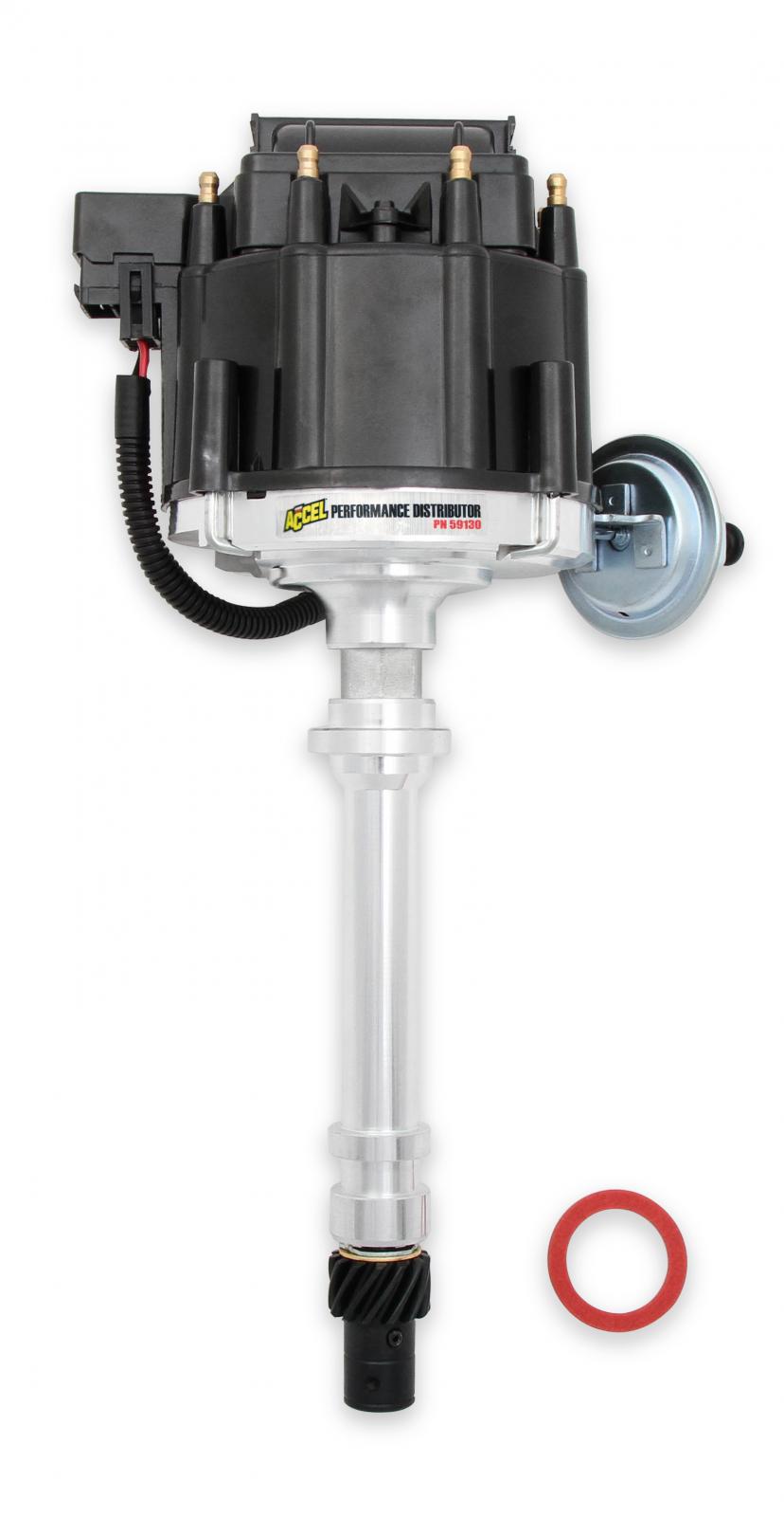 Performance Distributor Hei Chev V8 265-454 W/ Coil Replacement Hei Distributor, Direct Plug In With Oe Type Connectors, GM Hei Equipped Cars, Trucks (Pre-Computer). High Dielectric Strength Cap, Brass Male Towers ACCEL