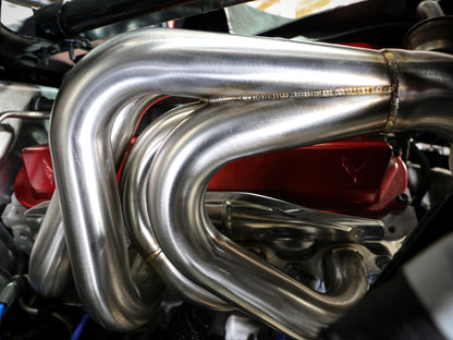 aFe Power Twisted 304 Stainless Steel Header 2020 Chevy Corvette (C8) 6.2L V8 - Titanium Ceramic Coated | 48-34148-T