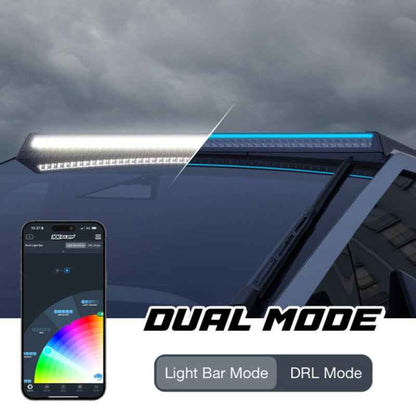 XK Glow Tesla Cybertruck XKmax 50in Roof LED Off-Road Light Bar w/ RGBW Chasing DRL & App Control