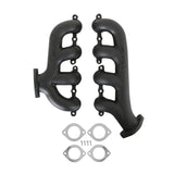 Hooker BlackHeart LS Swap Exhaust Manifolds - Rear Dump SBC Exit - Black 8506-3HKR