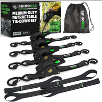 Rhino USA Retractable Ratchet Straps (2Pk 1Inx10Ft) Black