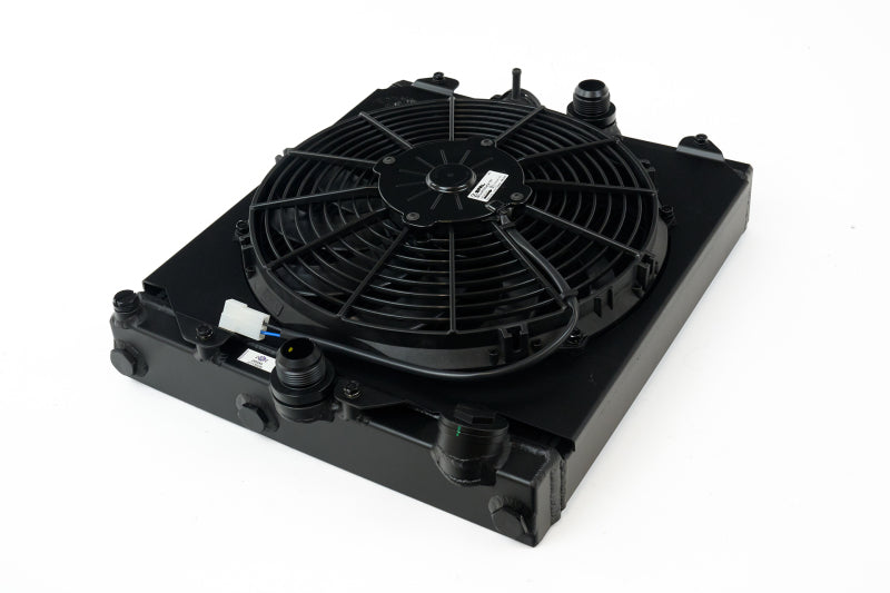 CSF Universal Half Radiator & SPAL Fan Kit — Evo 7/8/9 & 1992-2000 Civic | 2-Row 42mm, Black | 2858XB