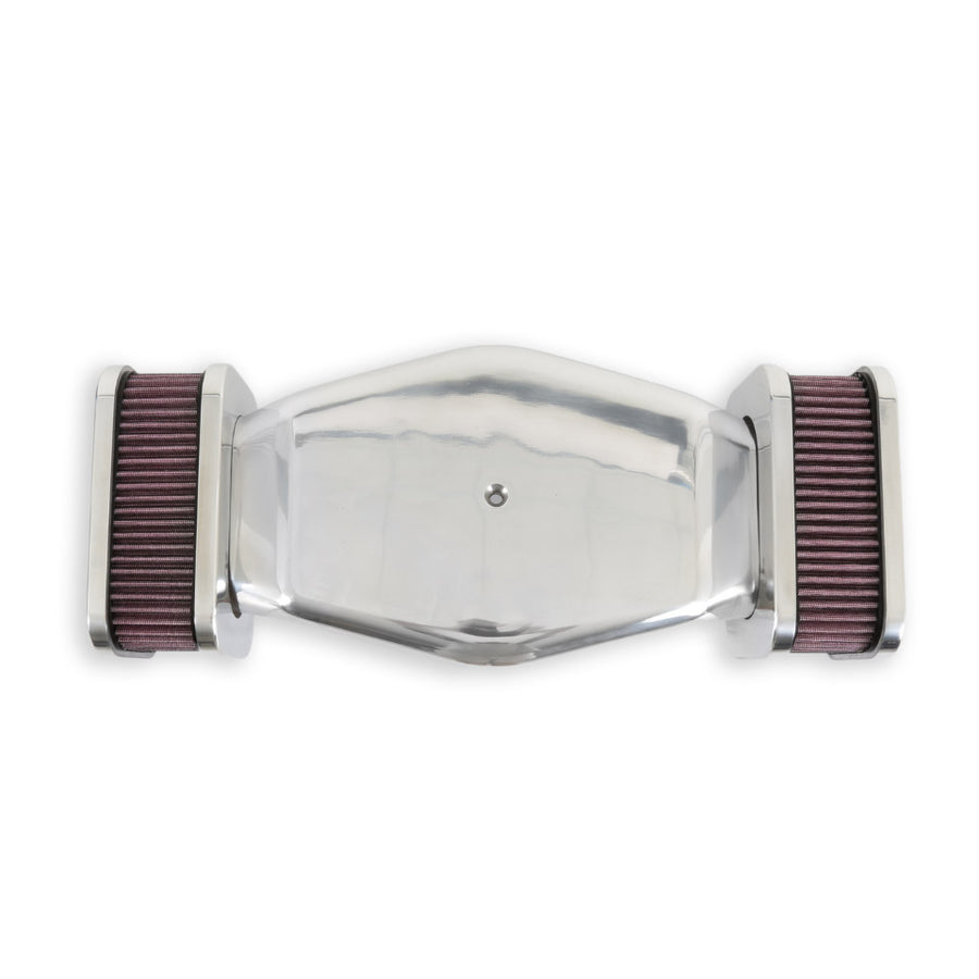 Powercharger Air Cleaner Hi Tek Air Cleaner Assembly, Low Profile, Highly Polished, (7.8 x18.3x3) Holley