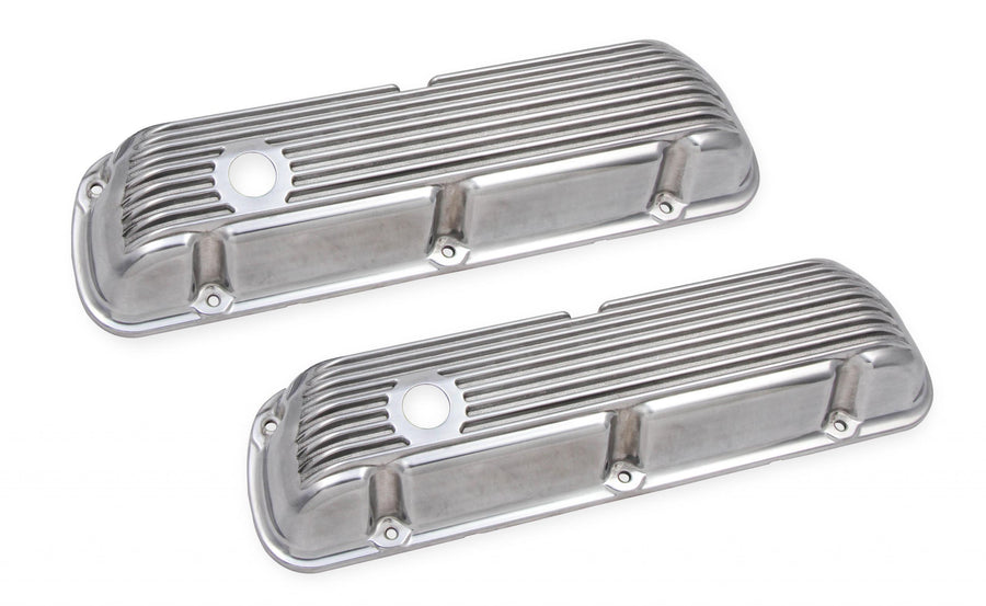 Cast Aluminum Valve Covers Pair Polished Fits 1962-1985 Ford 221-351W Small Block Mr Gasket