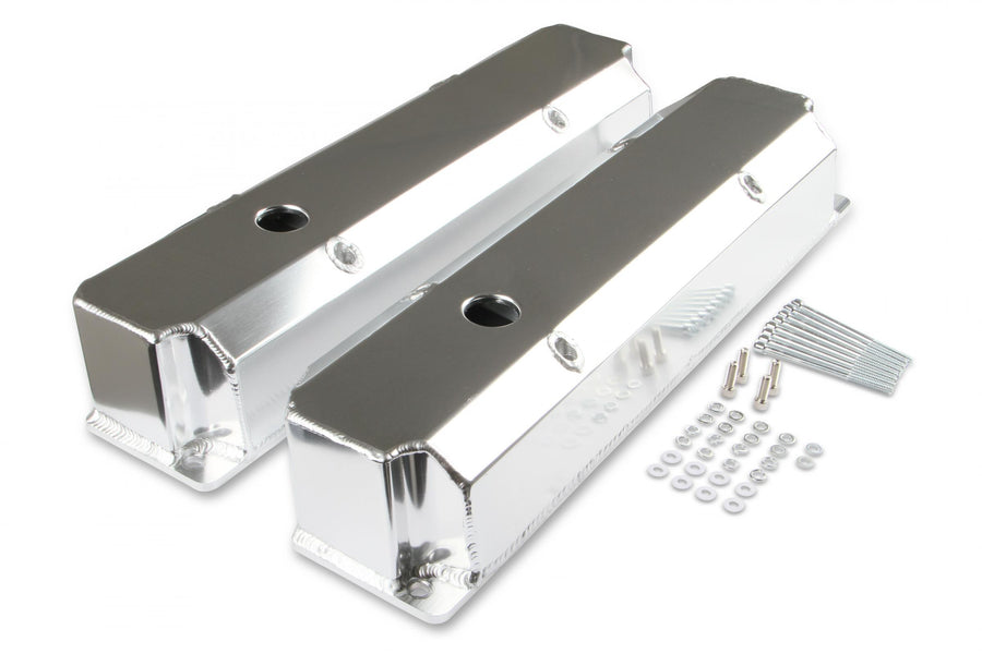 Fabricated Aluminum Valve Covers Silver Finish Fits 1965-1978 Chrysler 383-440 Big Block Long Bolt (Angled) Mr Gasket