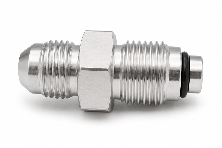CVF Racing polished or black -6AN to M16 x 1.5 O-ring adapter fitting, 6AN-16MMx1.5-OR