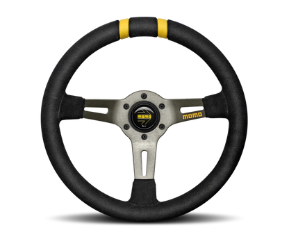 Momo MODDRIFT Steering Wheel 330 mm - Black Suede/Anthracite Spokes/2 Stripes