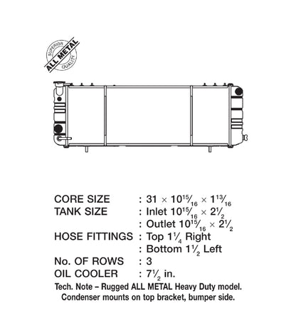 CSF Heavy-Duty 3-Row All-Metal Radiator — 1991-2001 Jeep Cherokee | 4.0L, LHD | 2671