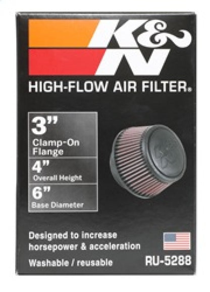 K&N Universal Air Filter | Round Tapered, 3in Flange, 3in Tall | RU-5288