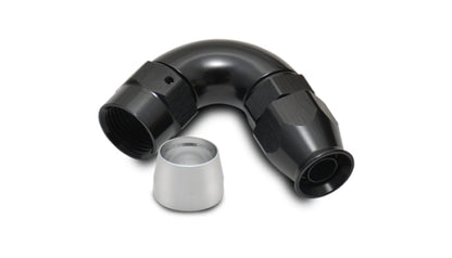 Vibrant -6 AN 120 Degree Hose End Fitting | 6061 Aluminum, for PTFE-Lined Hose, Black Anodized | 28206