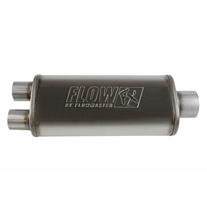 Flow Fx Muffler Flow Fx Muffler 3.50 Center In/2.50 Dual Out Straight Through Performance Moderate Sound Stainless Steel Flowmaster