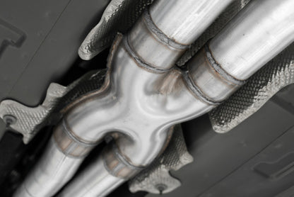 MBRP 15-16 Dodge Challenger RT 5.7L Aluminized Steel 3in Dual Rear Cat-back Quad Tips - Street | S7115AL