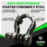 Rhino USA 3/4In D-Ring Shackle Set (2-Pack) Matte Black
