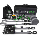 Rhino USA Heavy Duty Ratchet Tie-Downs 2-Pack (Gray) 1.6In X 8Ft