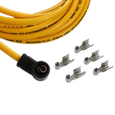 8.8MM Spiral Wire, 500 Ohms/Ft Spiral Suppression Core, Universal Yellow Wire With 90 Degree Red Boots, Female Socket/Points Style Dist Cap, V8 Set ACCEL