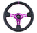 NRG Reinforced Steering Wheel (350mm / 3in. Deep) Black Leather w/Purple Center & Purple Stitching